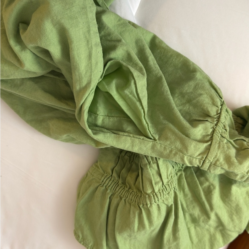 Madewell Green Sleeveless Gathered Waist Dress Size XL - Picture 5 of 7